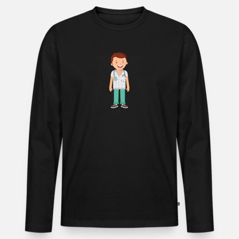 Doktor - Männer Premium Bio Langarmshirt - Schwarz