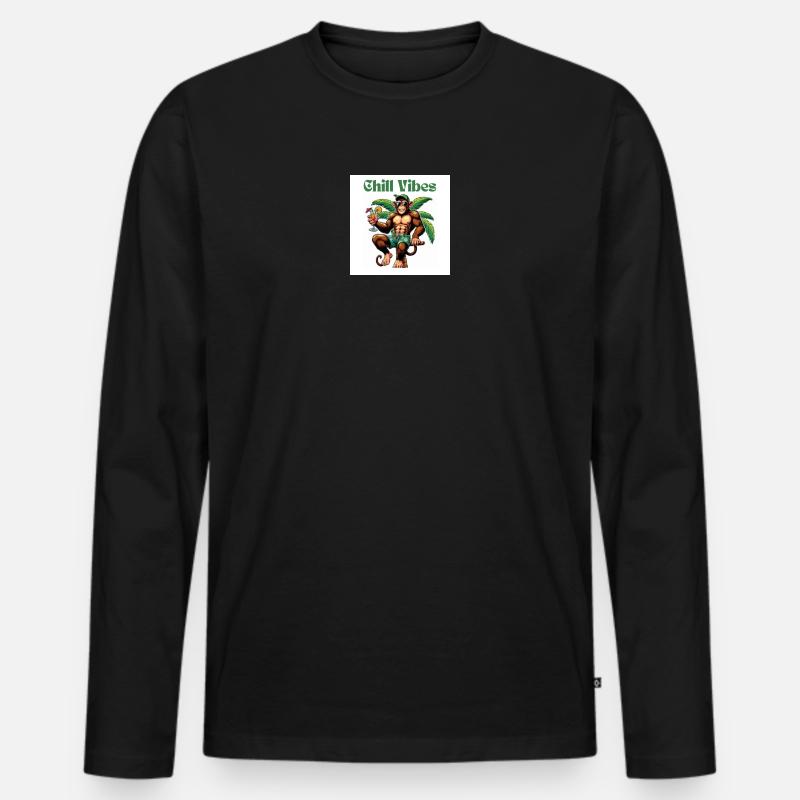 Chill Vibes - Männer Premium Bio Langarmshirt - Schwarz