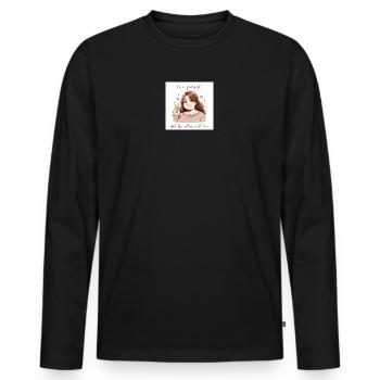 A pretty, curvy woman who loves herself - Men's Premium Organic Long Sleeve Shirt - black - Front - Nico (187cm)