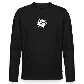 White Triskelion BDSM Design - Men's Premium Organic Long Sleeve Shirt - black - Front - Nico (187cm)