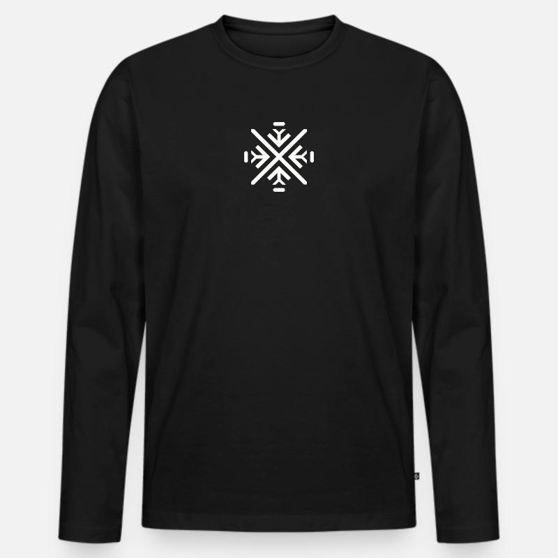 Schlanke geometrische Flocke - Männer Premium Bio Langarmshirt - Schwarz