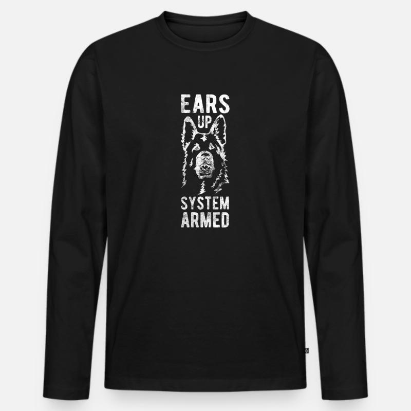 Ears up system armed - Männer Premium Bio Langarmshirt - Schwarz