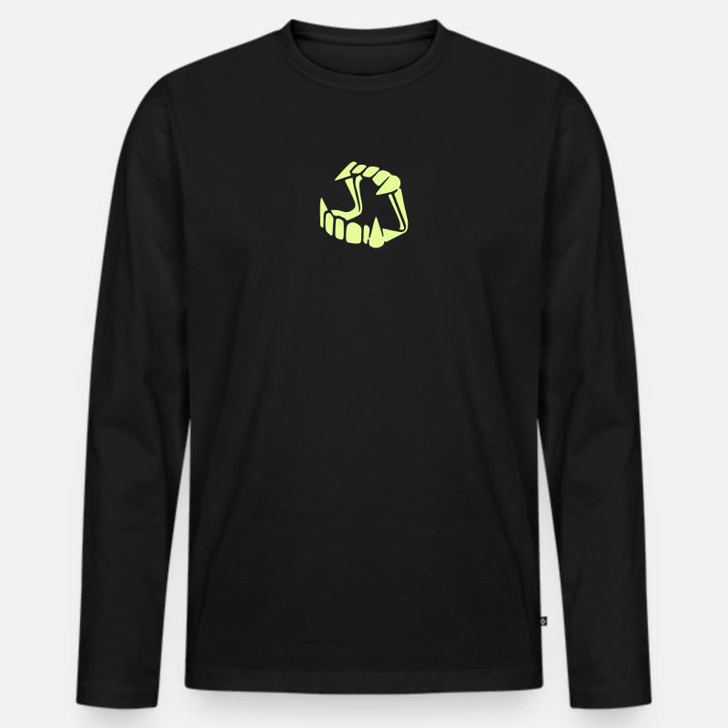 Glow in the dark Dracula - Männer Premium Bio Langarmshirt - Schwarz