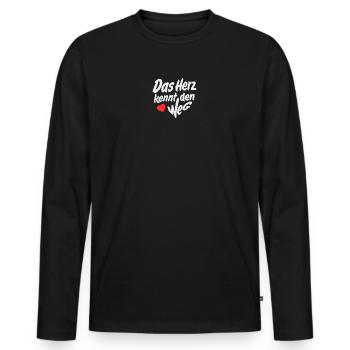 Herz kennt den Weg Typo Design - Männer Premium Bio Langarmshirt - Schwarz - Vorne - Nico (187cm)