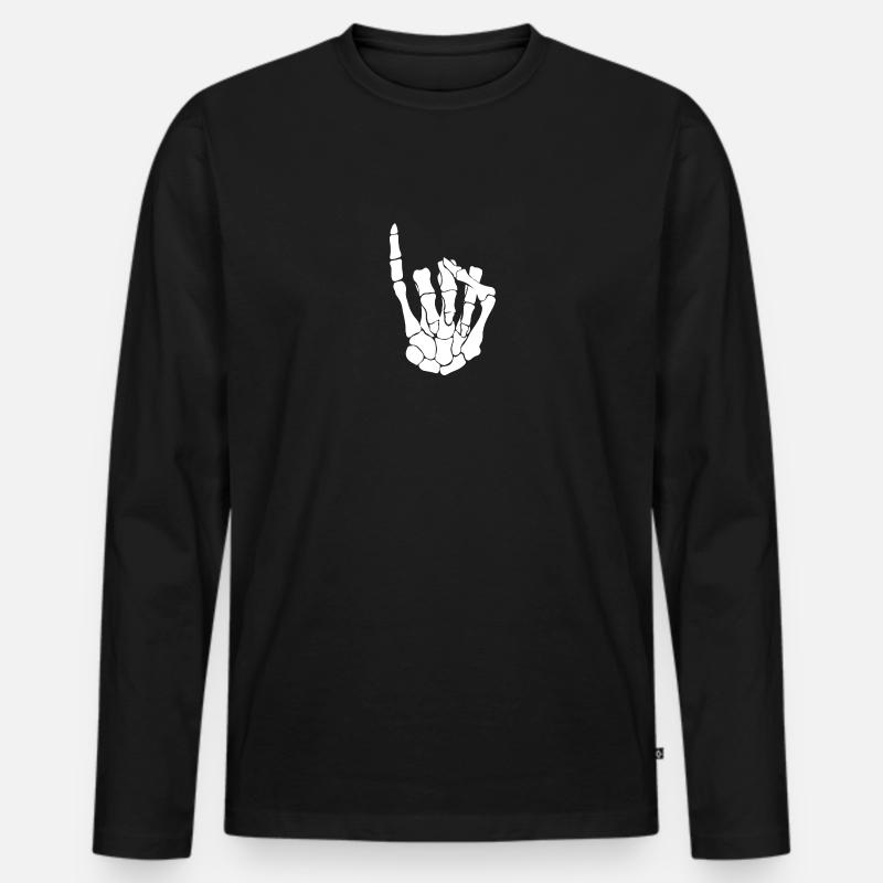 Klenkes Skelett weiß - Männer Premium Bio Langarmshirt - Schwarz