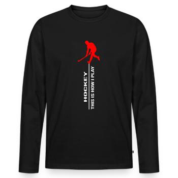hockey sur gazon joueur de hockey sur gazon joueur de hockey sur gazon - T-shirt manches longues Premium bio Homme - noir - Devant - Nico (187cm)