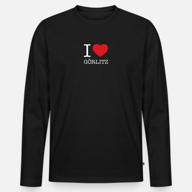 I LOVE GÖRLITZ - Männer Premium Bio Langarmshirt - Schwarz