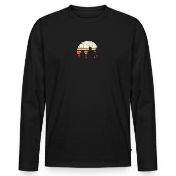 Silhouette de coucher de soleil sur la plage - T-shirt manches longues Premium bio Homme - noir - Devant - Nico (187cm)
