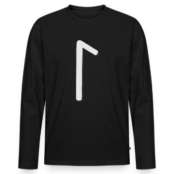 Futhark Runic Alphabet Laguz - Men's Premium Organic Long Sleeve Shirt - black - Front - Nico (187cm)