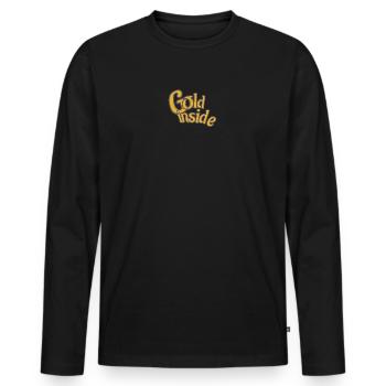 GOLD inside - Männer Premium Bio Langarmshirt - Schwarz - Vorne - Nico (187cm)