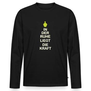 In der Ruhe liegt die Kraft - Yoga - Männer Premium Bio Langarmshirt - Schwarz - Vorne - Nico (187cm)