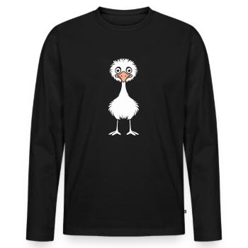 ostrich - Men's Premium Organic Long Sleeve Shirt - black - Front - Nico (187cm)