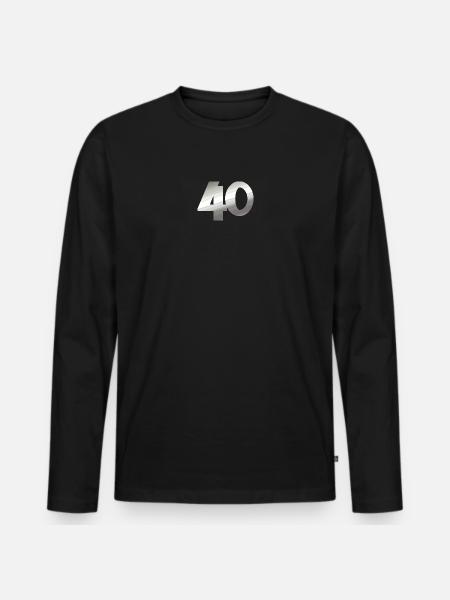 geschenk, 40 metallisch - Männer Premium Bio Langarmshirt - Schwarz