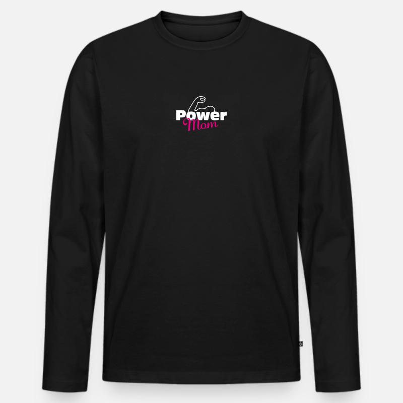 Power Mom weiß-pink - Männer Premium Bio Langarmshirt - Schwarz