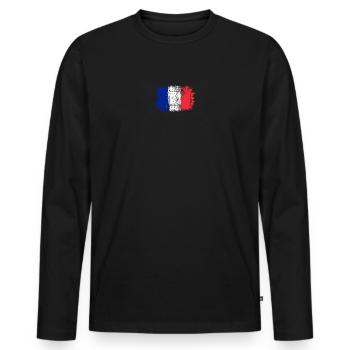 Coups de pinceau français tricolore - T-shirt manches longues Premium bio Homme - noir - Devant - Nico (187cm)