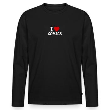 I Love Comics - Retro Bold - Men's Premium Organic Long Sleeve Shirt - black - Front - Nico (187cm)