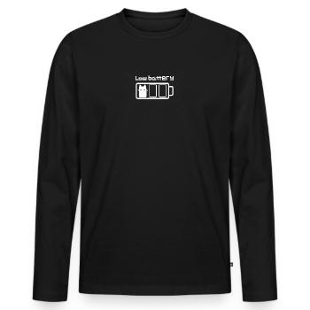 Low battery cat - Men's Premium Organic Long Sleeve Shirt - black - Front - Nico (187cm)