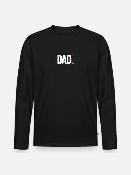 Dad Power Squared Battery Icon - Men's Premium Organic Long Sleeve Shirt - black