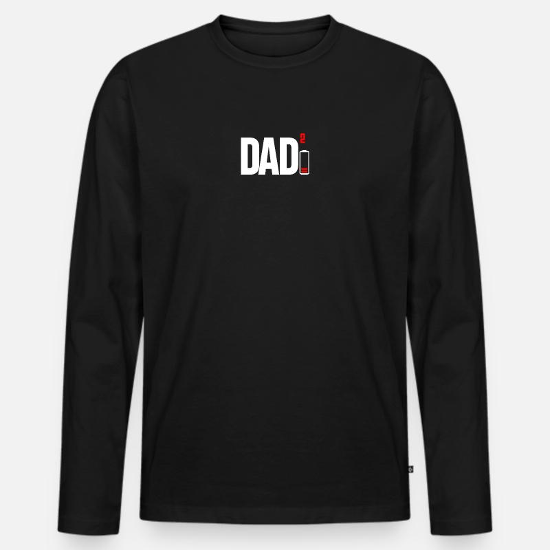 Papa Power Squared Batteriesymbol - Männer Premium Bio Langarmshirt - Schwarz