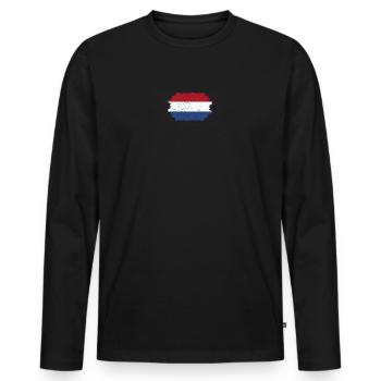 Brush Stroke Dutch Flag Art Print - Men's Premium Organic Long Sleeve Shirt - black - Front - Nico (187cm)