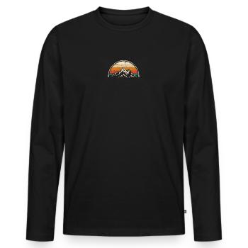 Crimson Peaks Retro Sonnenuntergang - Männer Premium Bio Langarmshirt - Schwarz - Vorne - Nico (187cm)