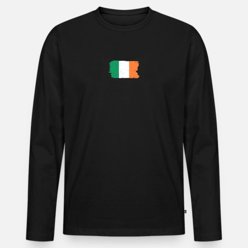 Pinselstriche der niederländischen Flagge - Männer Premium Bio Langarmshirt - Schwarz