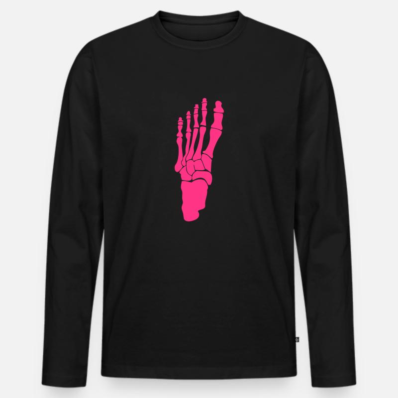 Fuß-Fuß-Skelett 2411 - Männer Premium Bio Langarmshirt - Schwarz