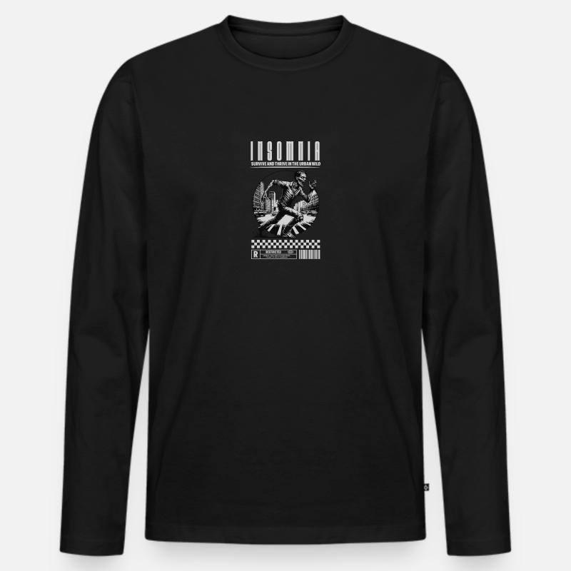 Insomnia Sleepless Zombie Streetware - Männer Premium Bio Langarmshirt - Schwarz