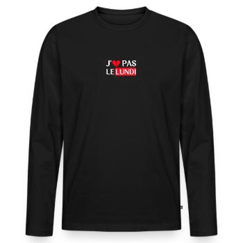 J'e n'aime pas le lundi - Version blanche - T-shirt manches longues Premium bio Homme - noir - Devant - Nico (187cm)