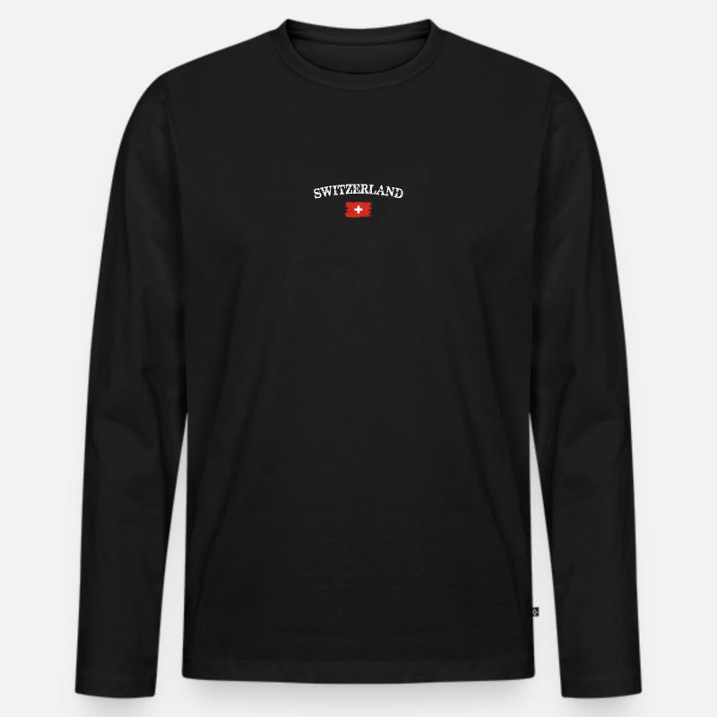 Schweizer Bürstenflaggenbogen - Männer Premium Bio Langarmshirt - Schwarz