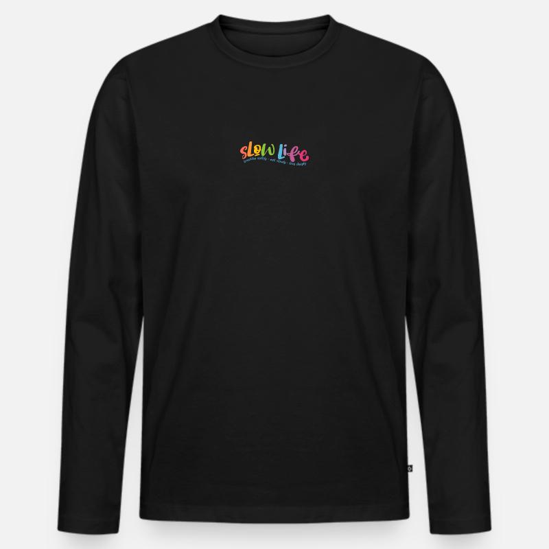 Langsames Leben - Männer Premium Bio Langarmshirt - Schwarz