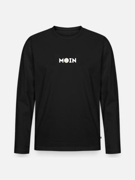 Moin mit Möwe S/W - Männer Premium Bio Langarmshirt - Schwarz