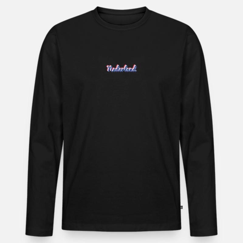 Nederland Script Flagfarben - Männer Premium Bio Langarmshirt - Schwarz