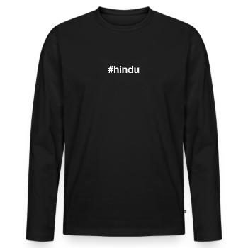 HINDU Hashtag - Men's Premium Organic Long Sleeve Shirt - black - Front - Nico (187cm)