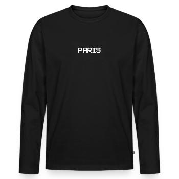 PARIS - Männer Premium Bio Langarmshirt - Schwarz - Vorne - Nico (187cm)