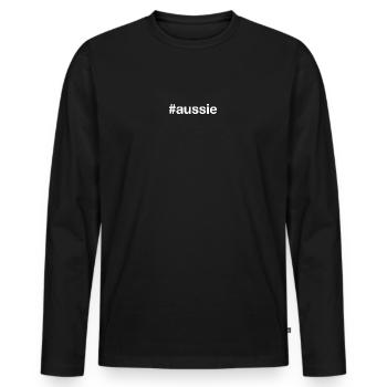 AUSSIE Australie Hashtag - T-shirt manches longues Premium bio Homme - noir - Devant - Nico (187cm)