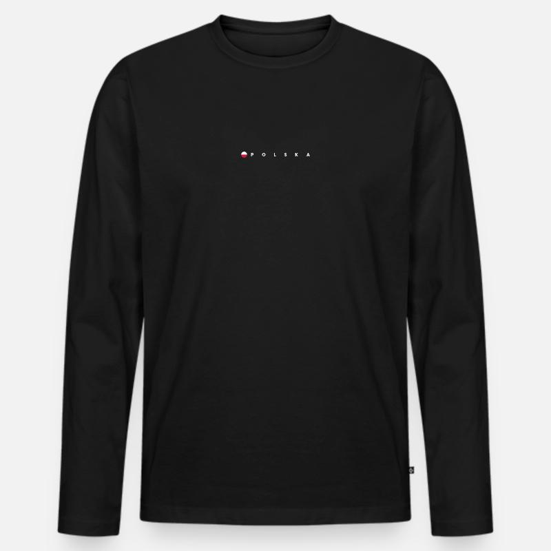 Polska-Flagge - Männer Premium Bio Langarmshirt - Schwarz