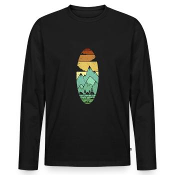 Landschaft Vintage Berge - Männer Premium Bio Langarmshirt - Schwarz - Vorne - Nico (187cm)
