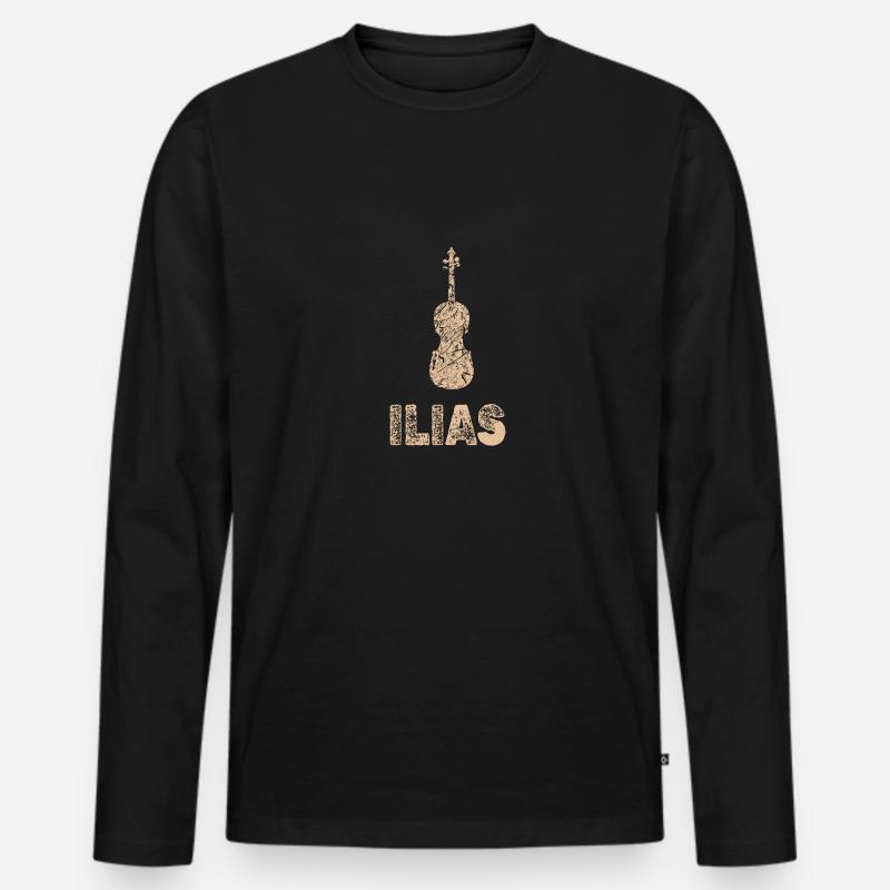 Ilias - Männer Premium Bio Langarmshirt - Schwarz