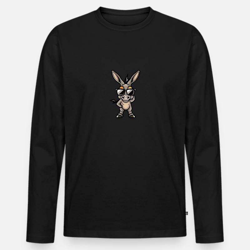 Esel Cool Tier - Männer Premium Bio Langarmshirt - Schwarz