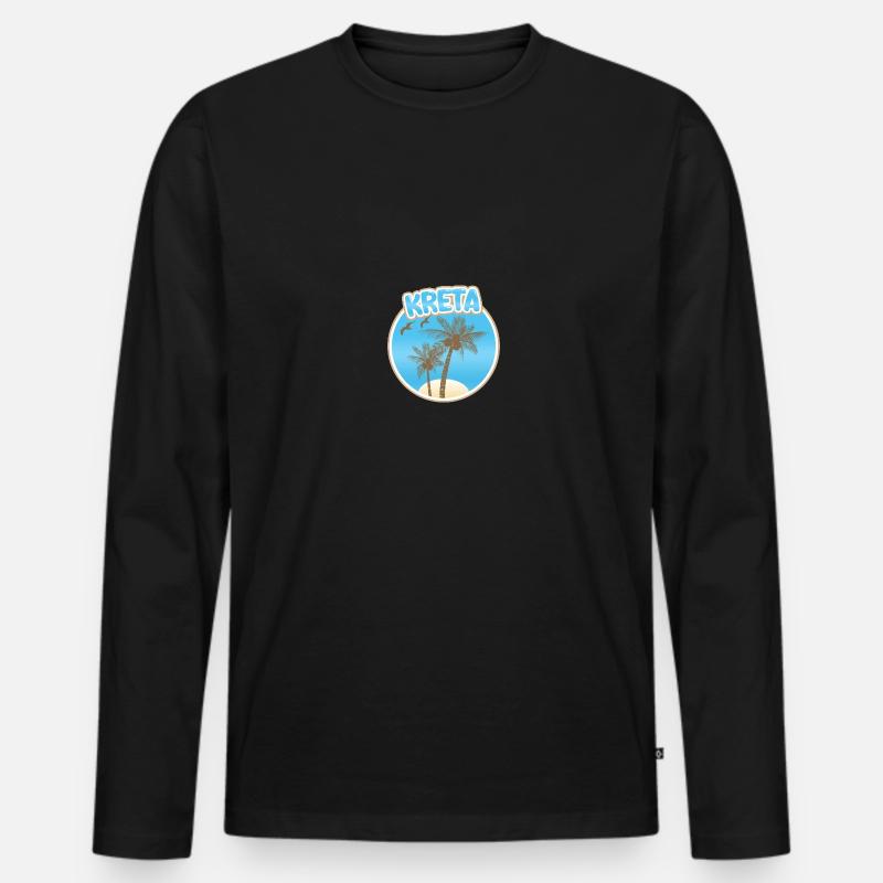 Kreta - Männer Premium Bio Langarmshirt - Schwarz