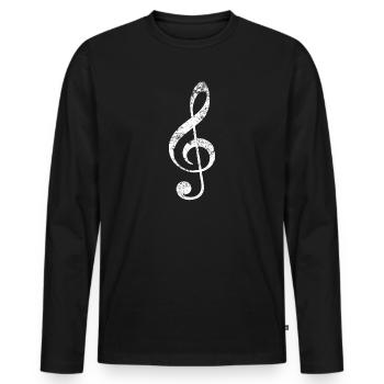 Violine Key Music Musiker Vintage Symbol - Männer Premium Bio Langarmshirt - Schwarz - Vorne - Nico (187cm)