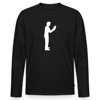 Lesen - Männer Premium Bio Langarmshirt - Schwarz - Vorne - Nico (187cm)