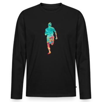 Jogging and running - Men's Premium Organic Long Sleeve Shirt - black - Front - Nico (187cm)