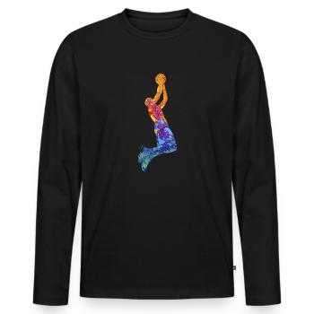 Basketball Dunking Basketballer Sport Dunking - Männer Premium Bio Langarmshirt - Schwarz - Vorne - Nico (187cm)