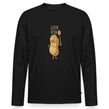 Bon noyau d'arachide - T-shirt manches longues Premium bio Homme - noir - Devant - Nico (187cm)