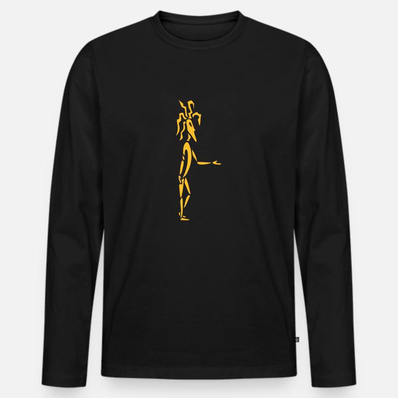 Mann mit Dreadlocks - Männer Premium Bio Langarmshirt - Schwarz