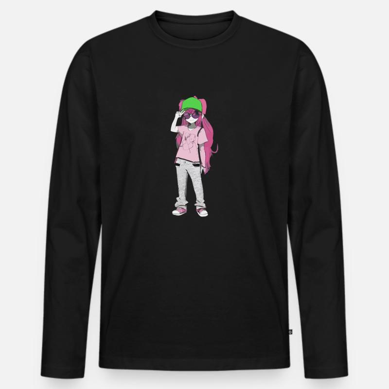 Madchen - Männer Premium Bio Langarmshirt - Schwarz