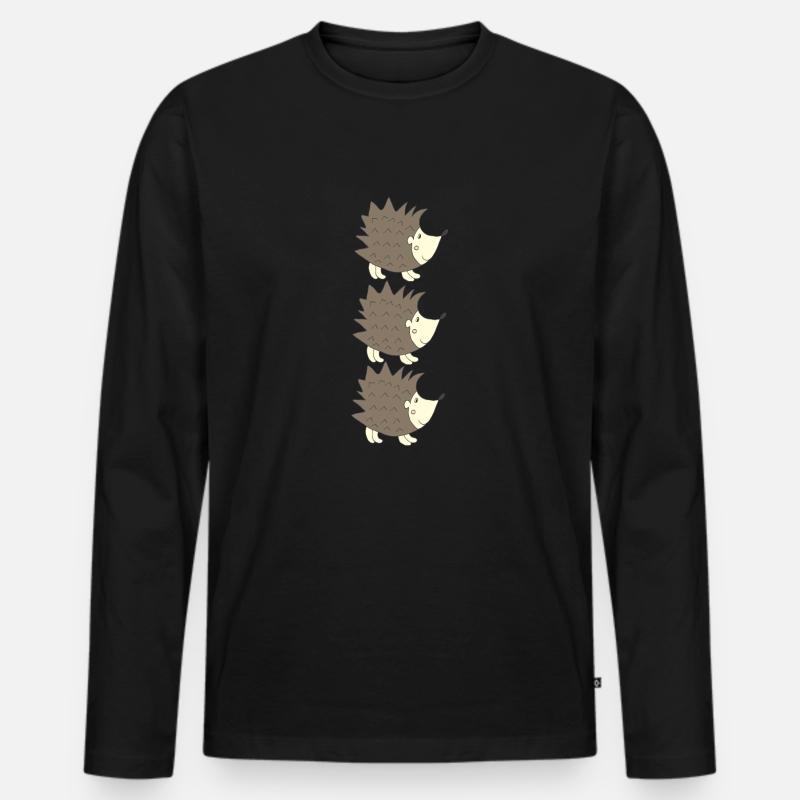 igel dreifach - Männer Premium Bio Langarmshirt - Schwarz