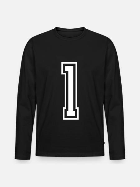 1 Numéro de numéro - T-shirt manches longues Premium bio Homme - noir